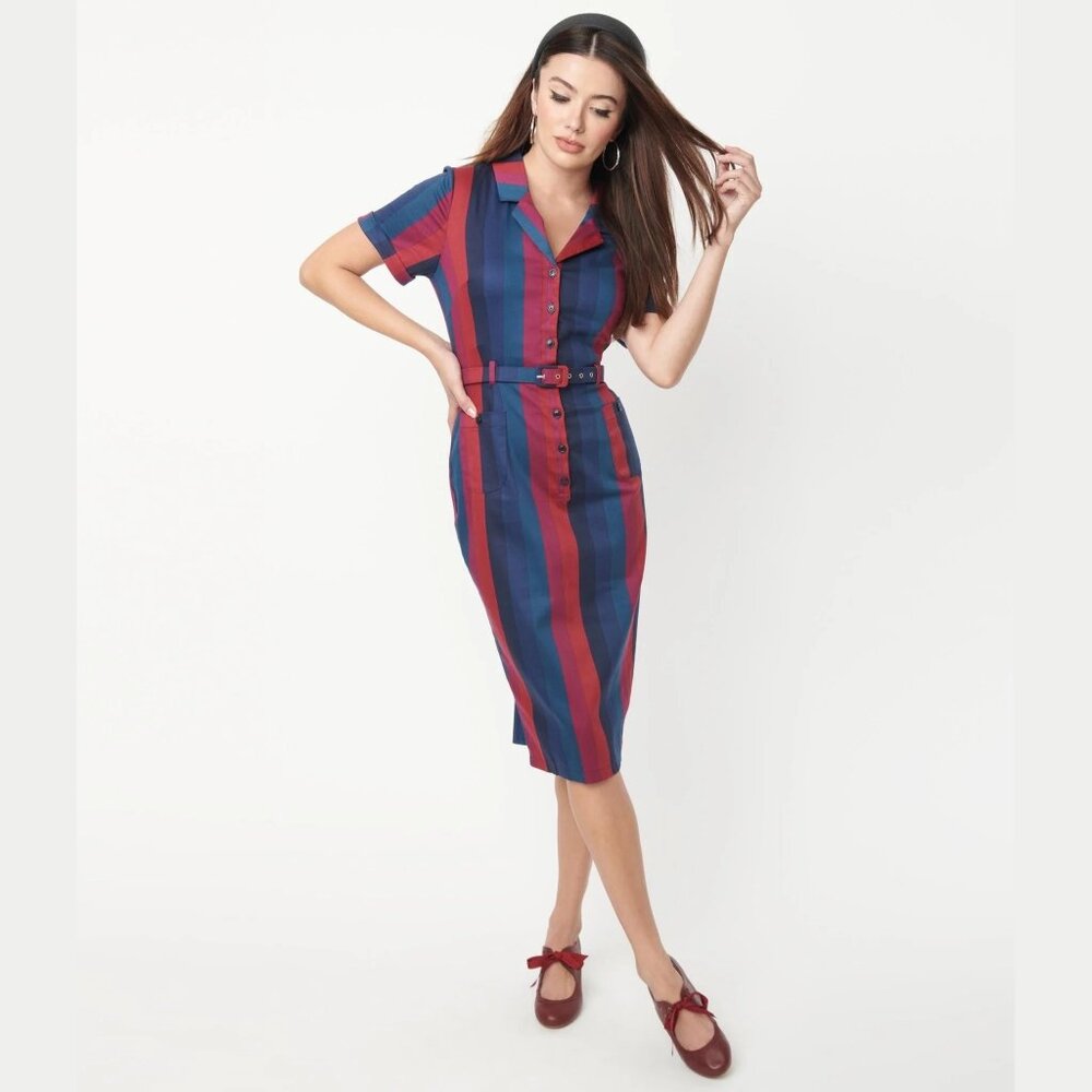 NWT Collectif Caterina Jewel Stripe Wiggle Pencil Dress XS UK 8 US 4